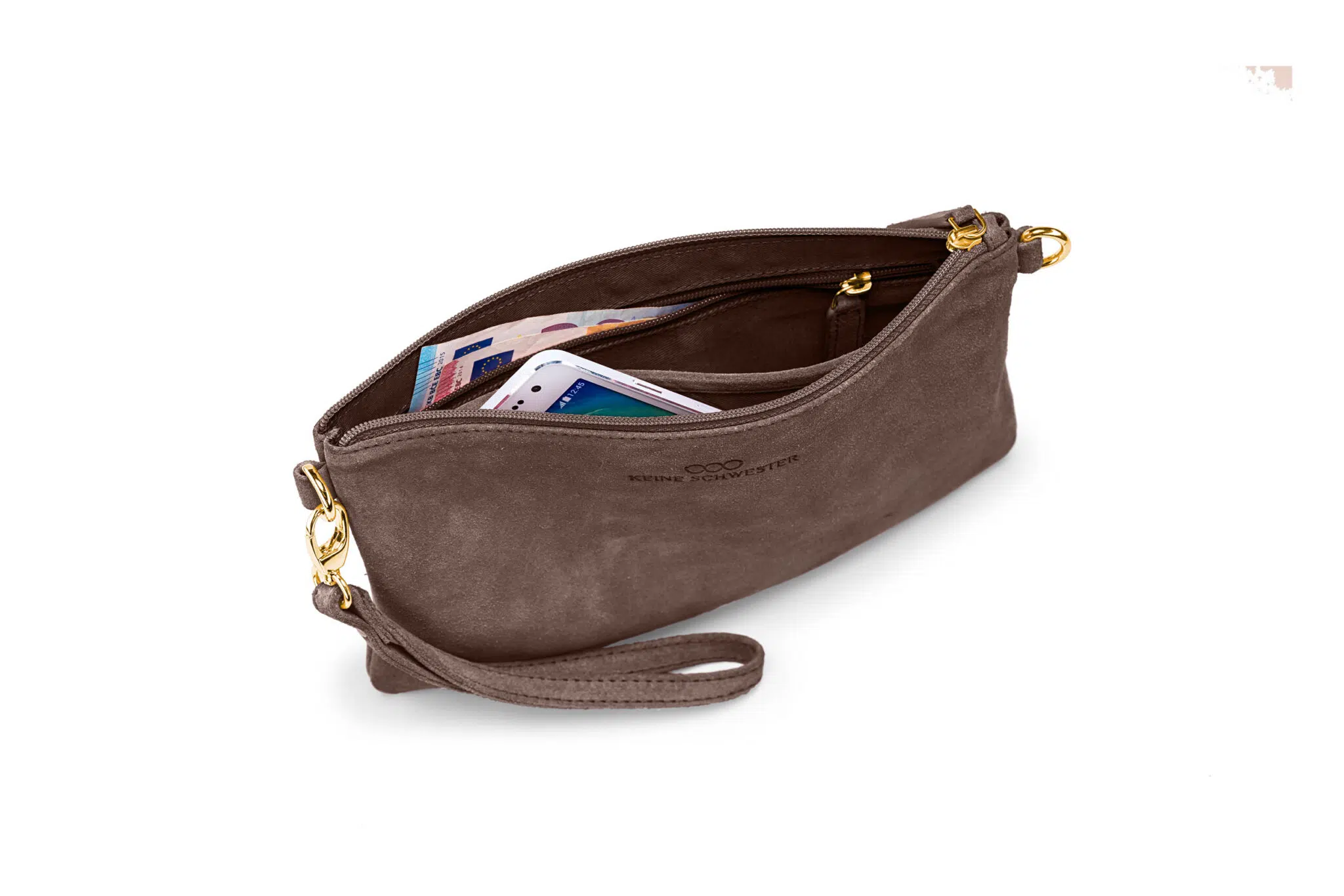 KEINESCHWESTER-FENJA-mandel-wildleder-gold-D