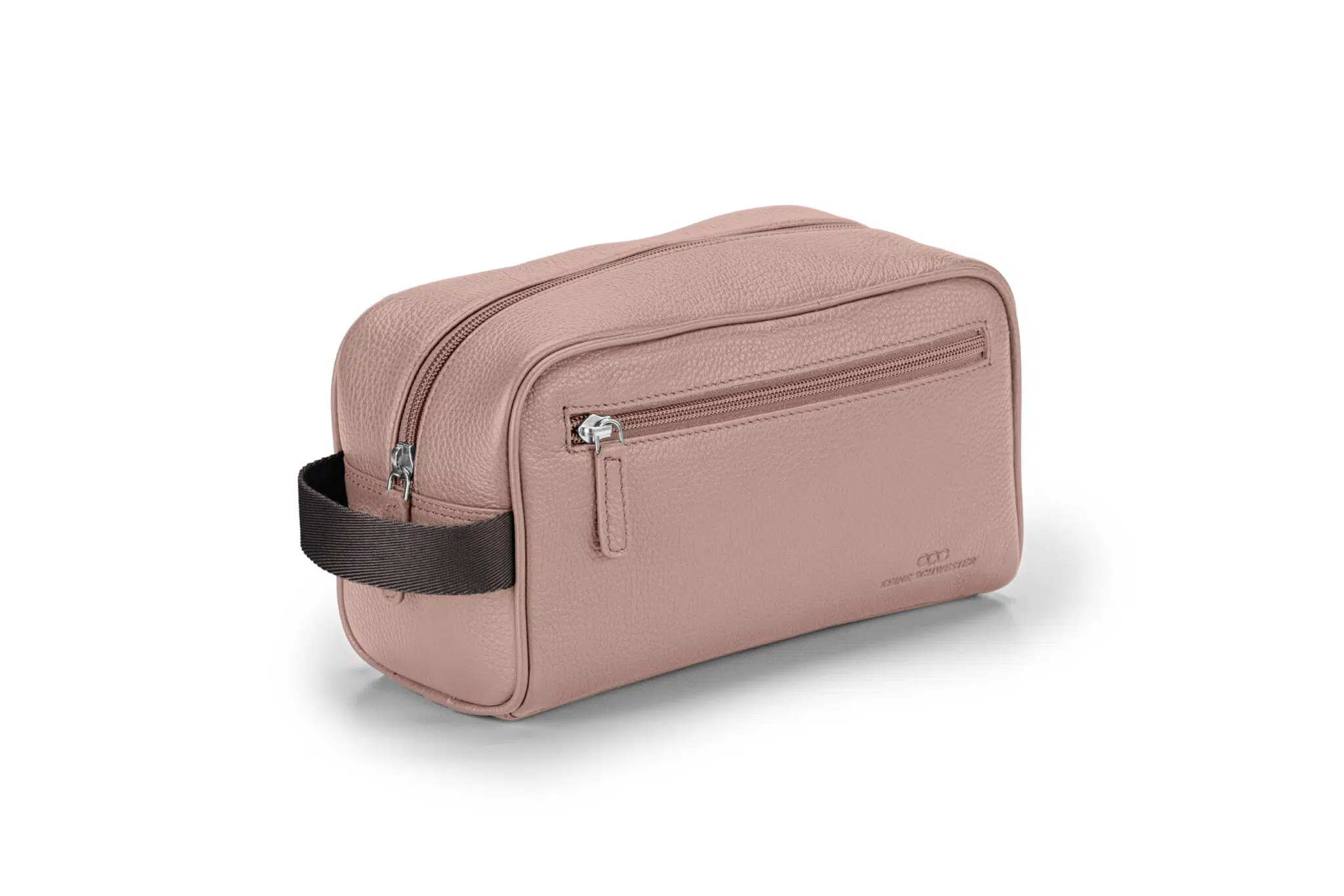 KEINESCHWESTER-WASCHTASCHE-altrosa-dunkelbraun-genarbt-silber-A