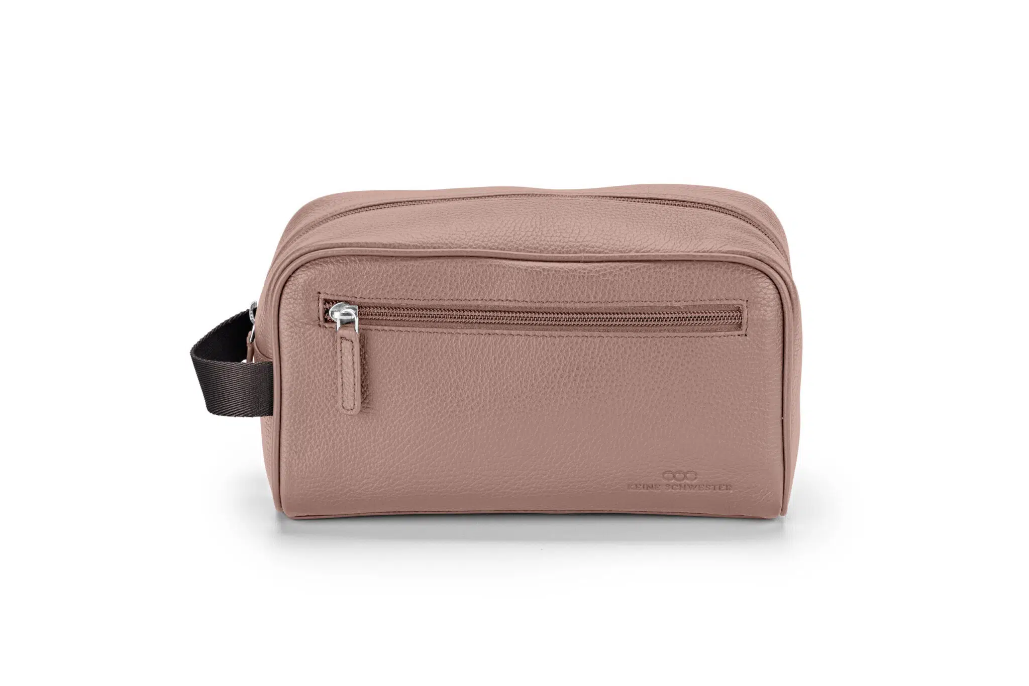 KEINESCHWESTER-WASCHTASCHE-altrosa-dunkelbraun-genarbt-silber-B