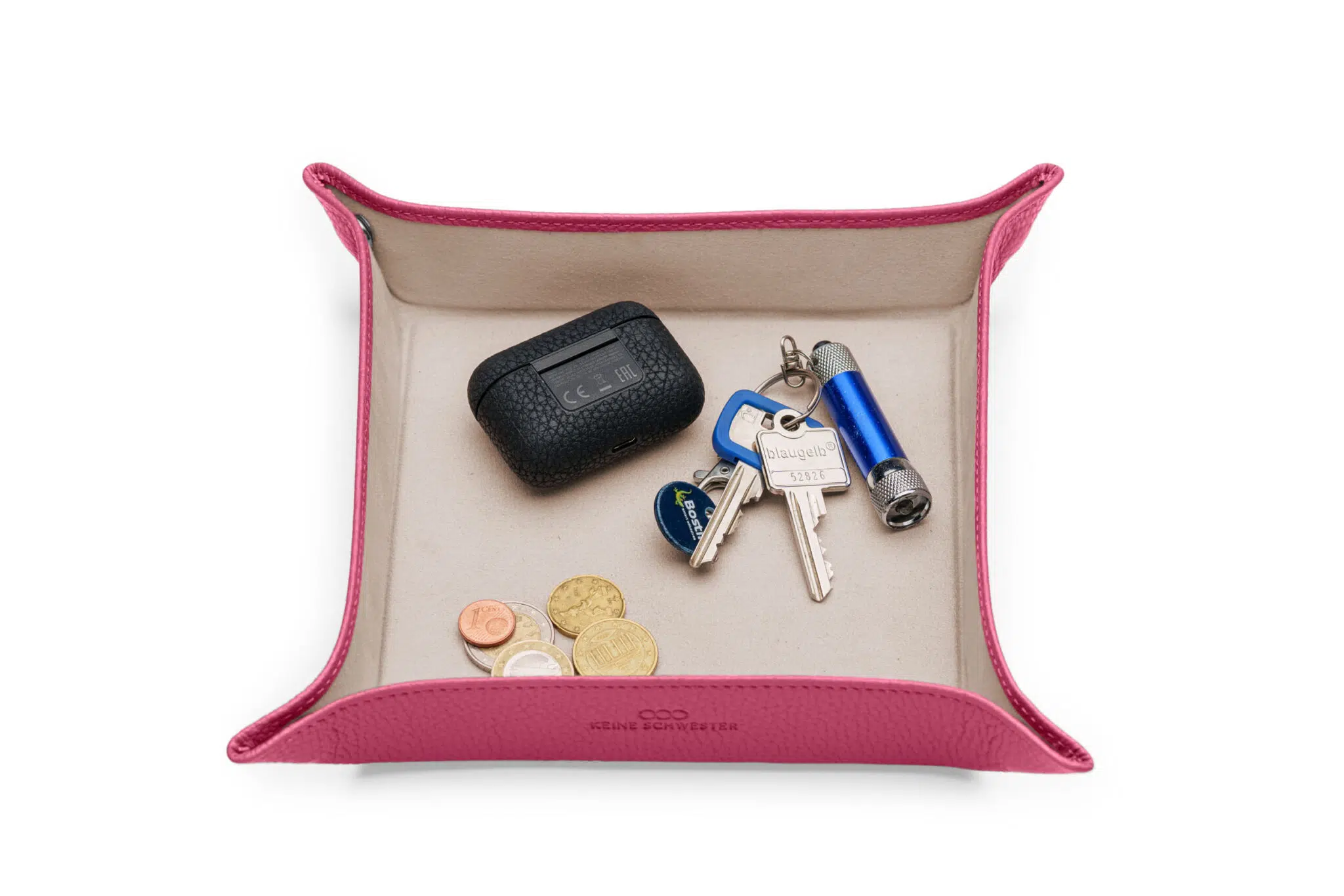KEINESCHWESTER-Taschen-Entleerer-pink-beige-genarbt-silber-B