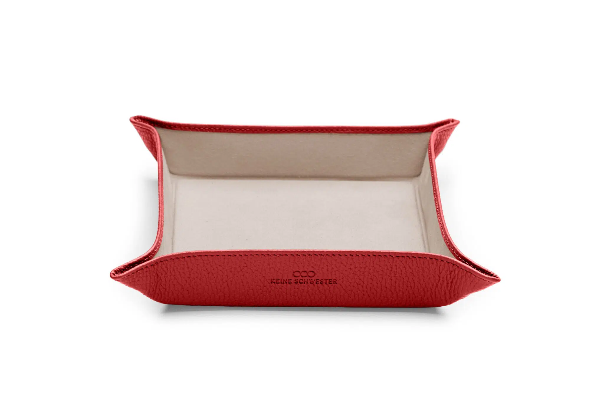 KEINESCHWESTER-Taschen-Entleerer-rot-beige-genarbt-silber-A