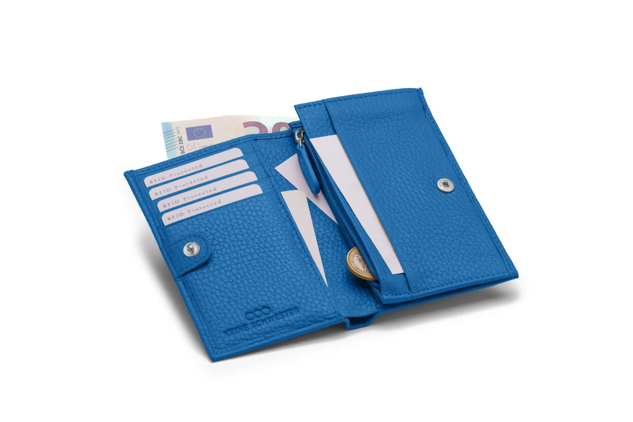 KEINESCHWESTER-LOU-azurblau-genarbt-silber-B